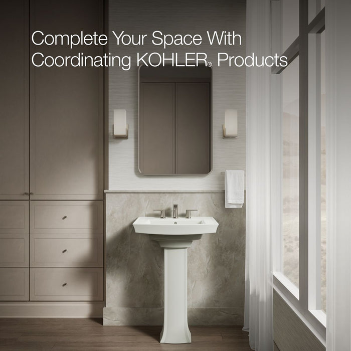 KOHLER K-2359-8 Archer 24" rectangular pedestal bathroom sink, dune - view 4
