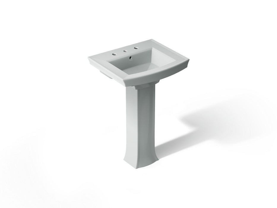 KOHLER K-2359-8 Archer 24" rectangular pedestal bathroom sink, ice grey