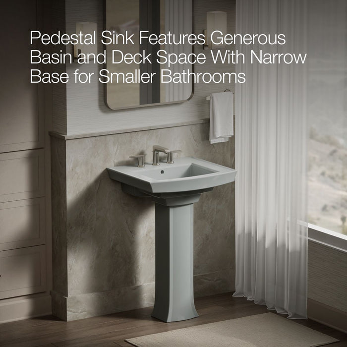 KOHLER K-2359-8 Archer 24" rectangular pedestal bathroom sink, ice grey - view 2