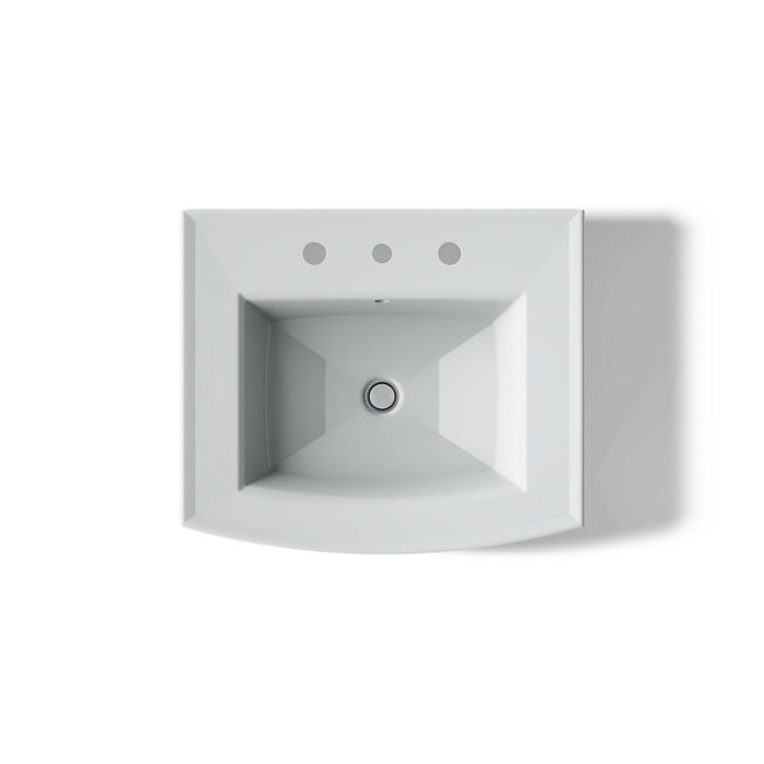 KOHLER K-2359-8 Archer 24" rectangular pedestal bathroom sink, ice grey - view 4