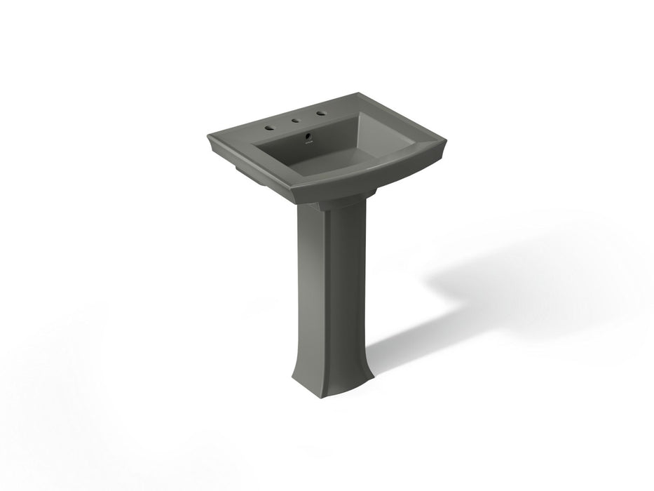 KOHLER K-2359-8 Archer 24" rectangular pedestal bathroom sink, thunder grey