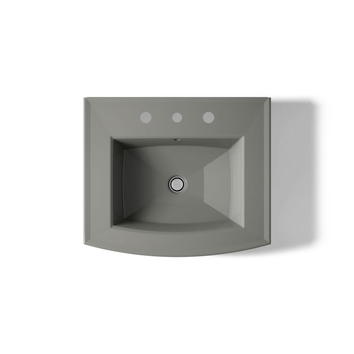 KOHLER K-2359-8 Archer 24" rectangular pedestal bathroom sink, thunder grey - view 3