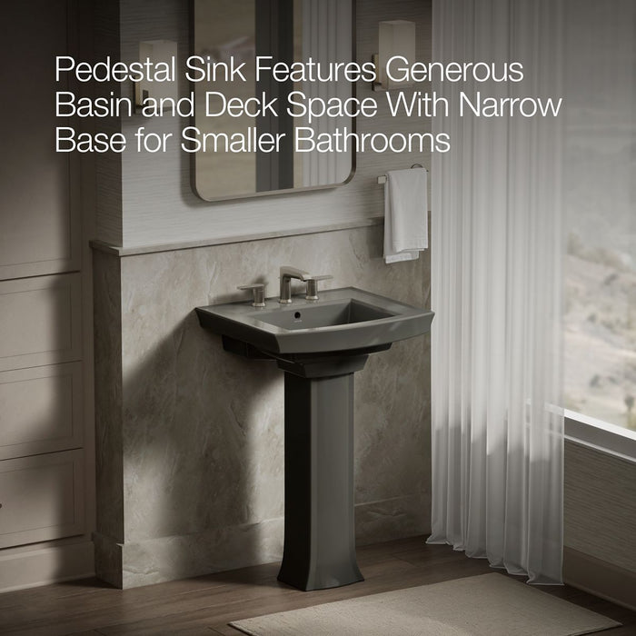 KOHLER K-2359-8 Archer 24" rectangular pedestal bathroom sink, thunder grey - view 4