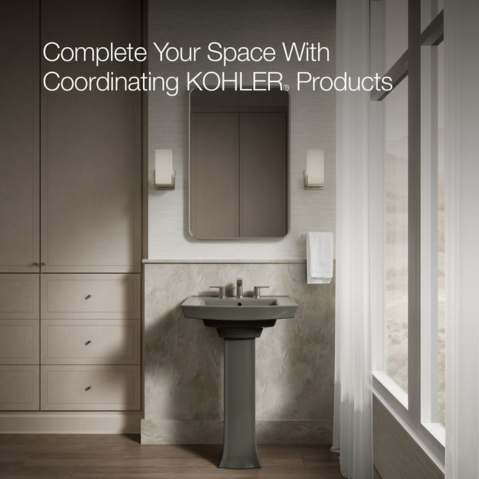 KOHLER K-2359-8 Archer 24" rectangular pedestal bathroom sink, thunder grey - view 5