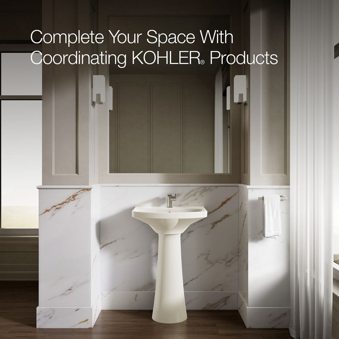 KOHLER K-2362-1 Cimarron 22-3/4" rectangular pedestal bathroom sink, biscuit - view 4