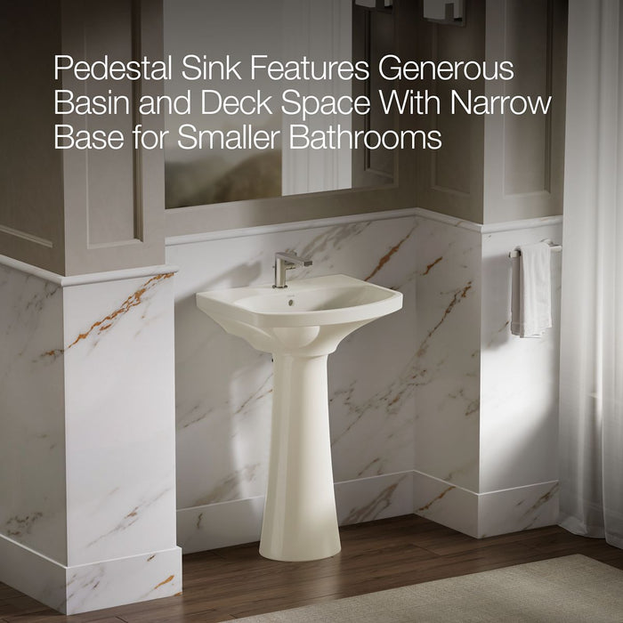 KOHLER K-2362-1 Cimarron 22-3/4" rectangular pedestal bathroom sink, biscuit - view 5
