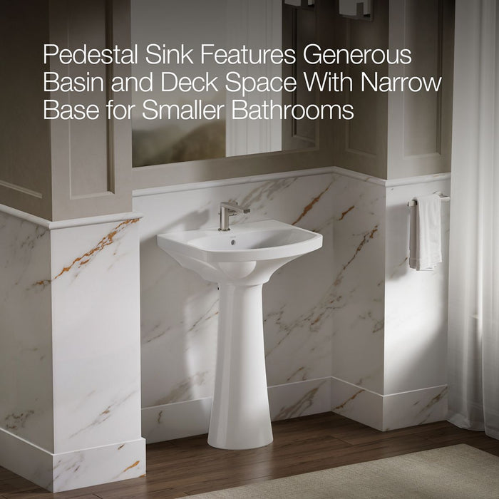 KOHLER K-2362-1 Cimarron 22-3/4" rectangular pedestal bathroom sink, white - view 4