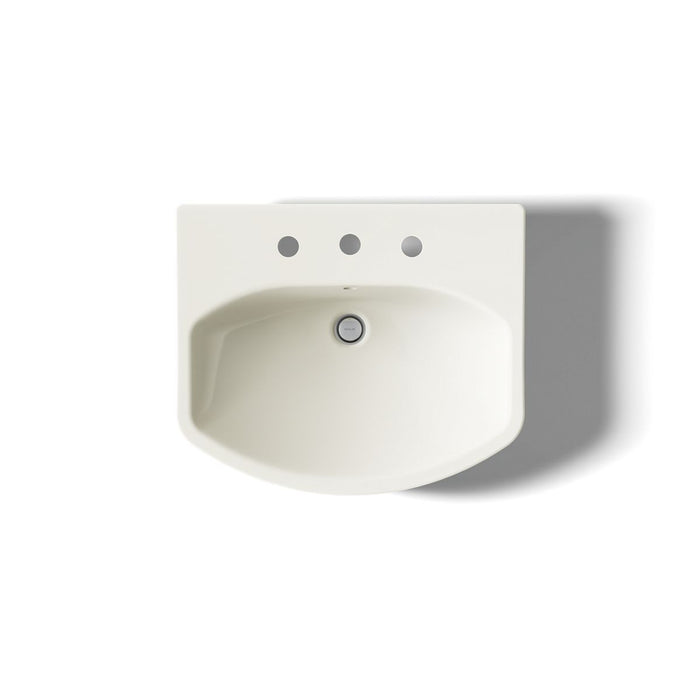 KOHLER K-2362-8 Cimarron 22-3/4" rectangular pedestal bathroom sink, biscuit - view 3
