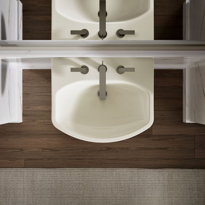 KOHLER K-2362-8 Cimarron 22-3/4" rectangular pedestal bathroom sink, biscuit - view 5