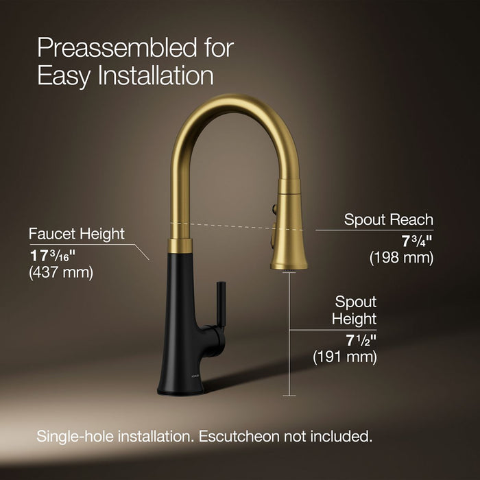 KOHLER K-23764 Tone Pull-down kitchen sink faucet with three-function sprayhead