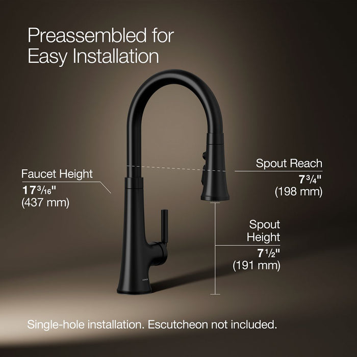 Kohler Tone Pull-down kitchen sink faucet with three-function sprayhead