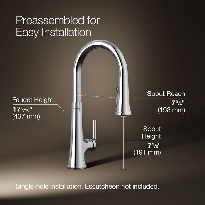 KOHLER K-23764 Tone Pull-down kitchen sink faucet with three-function sprayhead