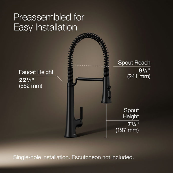 Kohler Tone Semi-professional pull-down kitchen sink faucet with three-function sprayhead