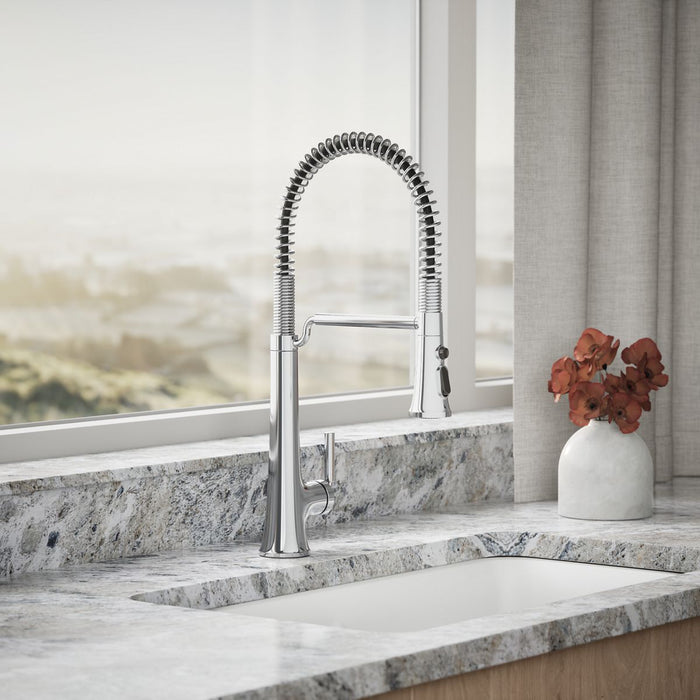 KOHLER K-23765 Tone Semi-professional pull-down kitchen sink faucet with three-function sprayhead