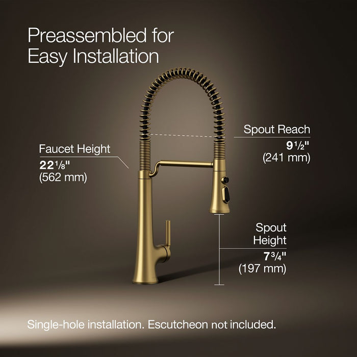 Kohler Tone Semi-professional pull-down kitchen sink faucet with three-function sprayhead