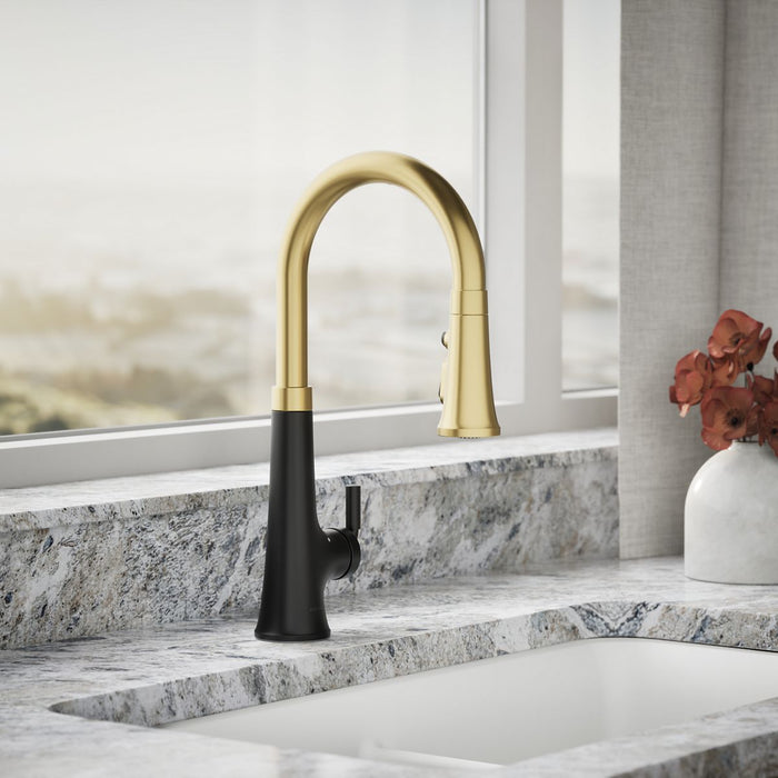 Kohler Tone Touchless pull-down kitchen sink faucet with three-function sprayhead