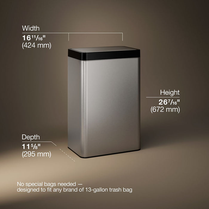 KOHLER K-23825 13-gallon touchless stainless steel trash can