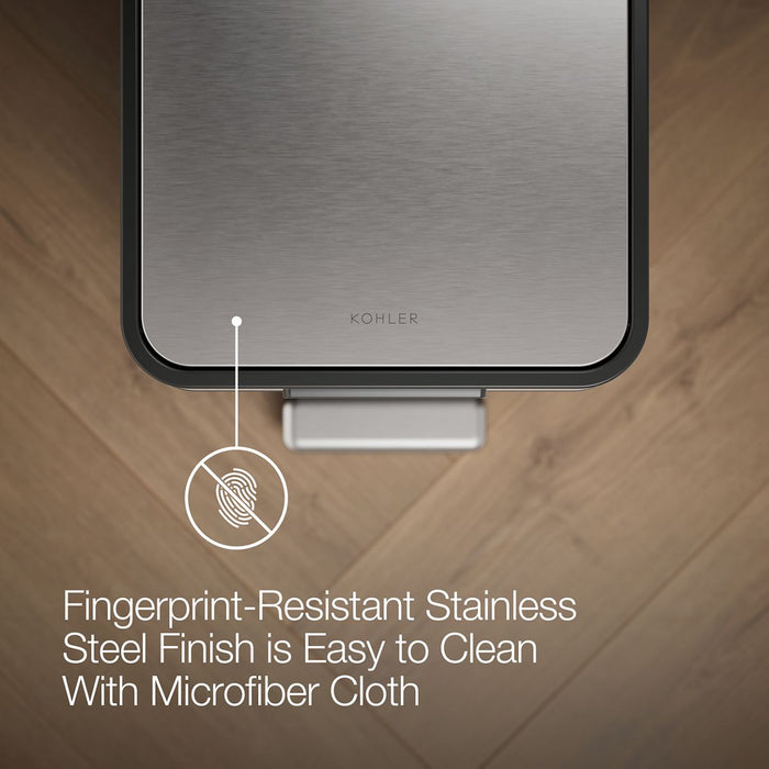 Kohler 13-gallon stainless steel slim step trash can with bifold lid