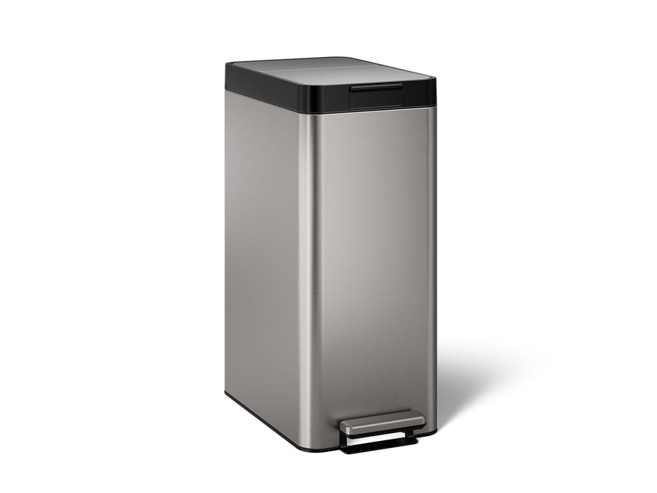 Kohler 13-gallon stainless steel slim step trash can with bifold lid