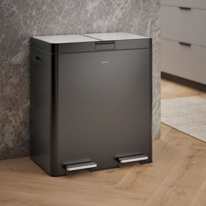Kohler 21.7-gallon stainless steel dual-bin step trash can