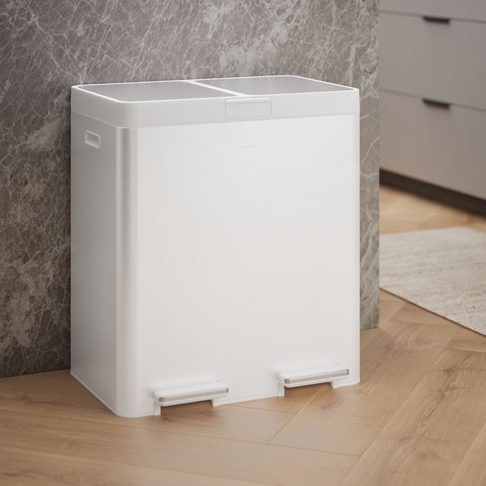 Kohler 21.7-gallon stainless steel dual-bin step trash can