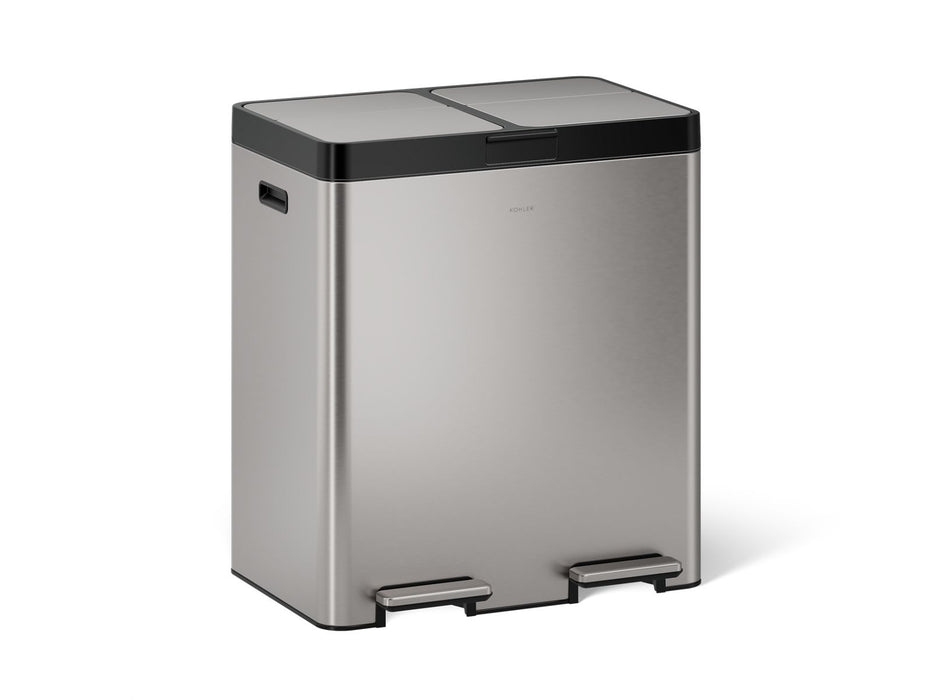 Kohler 21.7-gallon stainless steel dual-bin step trash can