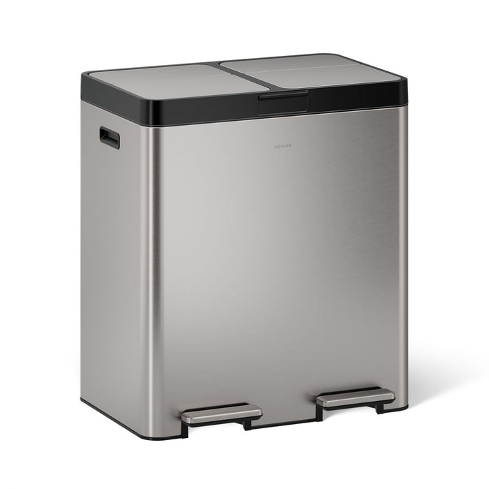 Kohler 21.7-gallon stainless steel dual-bin step trash can