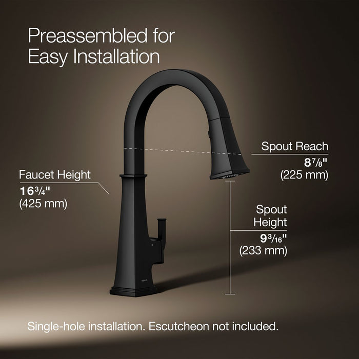Kohler Riff Touchless pull-down kitchen sink faucet with three-function sprayhead