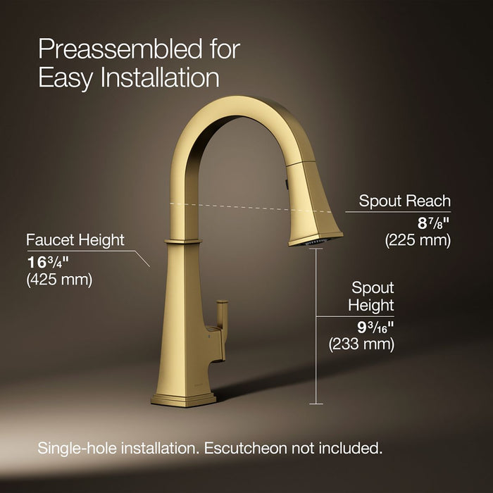 Kohler Riff Touchless pull-down kitchen sink faucet with three-function sprayhead