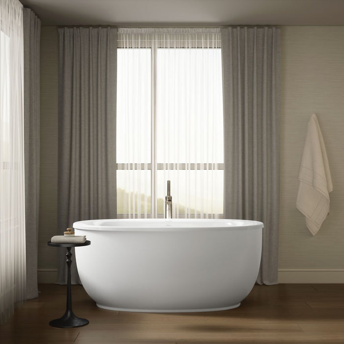 KOHLER K-24002-W1 Sunstruck 60" x 34" freestanding bath with Bask heated surface and fluted shroud, white - view 5