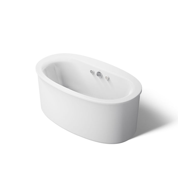 KOHLER K-24008-GHW Sunstruck 60-1/2" x 34-1/2" freestanding Heated BubbleMassage air bath with Bask heated surface and s