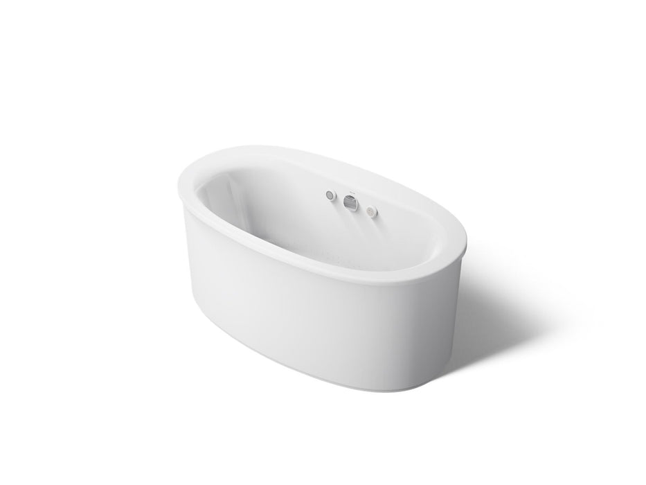 Kohler Sunstruck 60-1/2" x 34-1/2" freestanding Heated BubbleMassage air bath with Bask heated surface and straight shroud