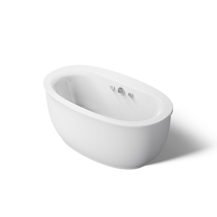 KOHLER K-24009-GHW Sunstruck 60-1/2" x 34-1/2" freestanding Heated BubbleMassage air bath with Bask heated surface and f