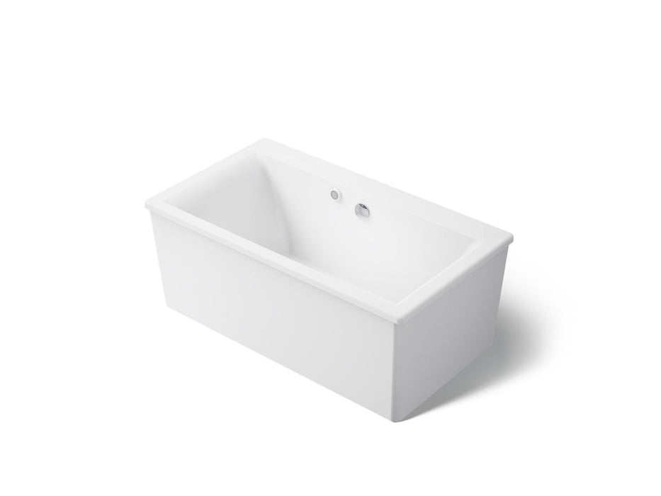 KOHLER K-24010-W1 Stargaze 60" x 34" freestanding bath with Bask heated surface and straight shroud, white