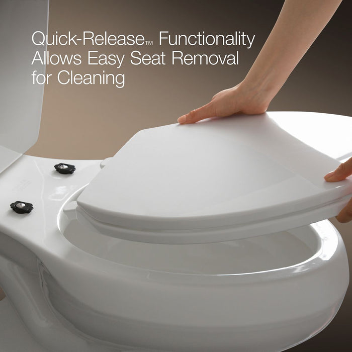 Kohler Border ReadyLatch Quiet-Close round-front toilet seat with antimicrobial agent