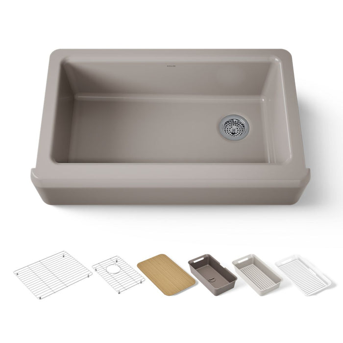 KOHLER K-24564-PC Riverby 35-3/4" undermount single-bowl farmhouse workstation kitchen sink