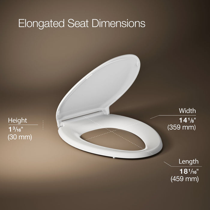 KOHLER K-24764-RL Rutledge Nightlight ReadyLatch Quiet-Close elongated toilet seat