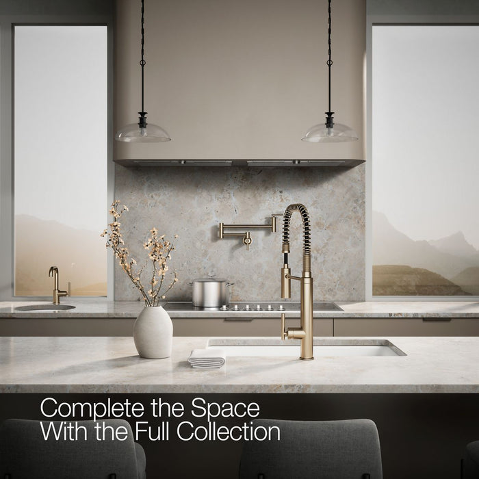 KOHLER K-24982 Purist Semi-professional kitchen sink faucet with three-function sprayhead, vibrant brushed bronze - view 2