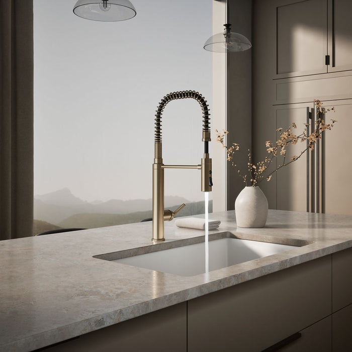 KOHLER K-24982 Purist Semi-professional kitchen sink faucet with three-function sprayhead, vibrant brushed bronze - view 3