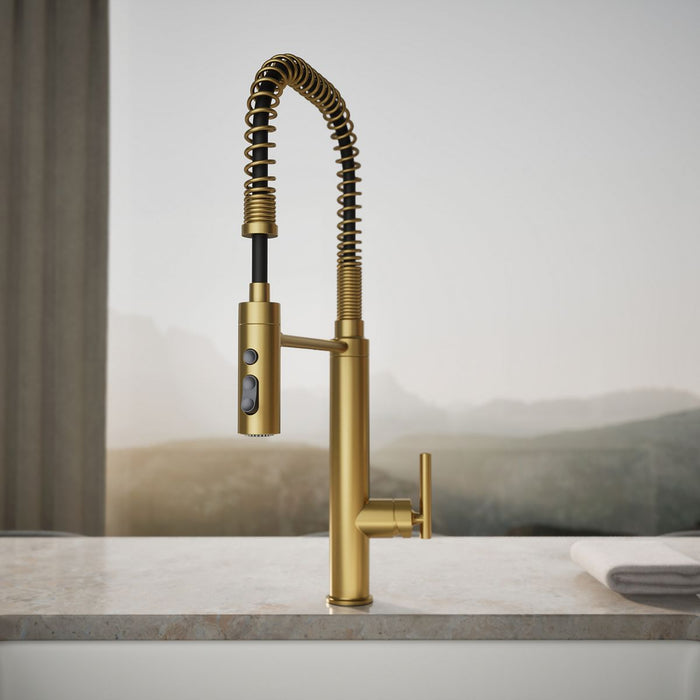 KOHLER Purist Semi-professional kitchen sink faucet with three-function sprayhead
