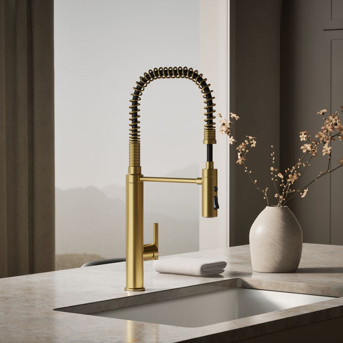 KOHLER Purist Semi-professional kitchen sink faucet with three-function sprayhead