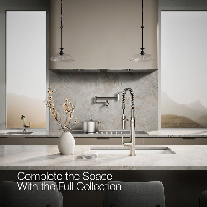 KOHLER K-24982 Purist Semi-professional kitchen sink faucet with three-function sprayhead, vibrant polished nickel - view 2