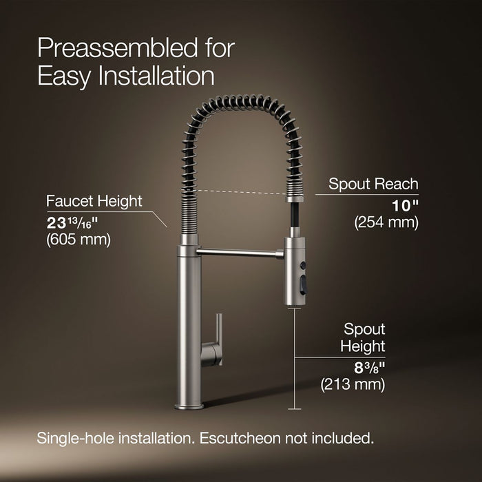 KOHLER K-24982 Purist Semi-professional kitchen sink faucet with three-function sprayhead