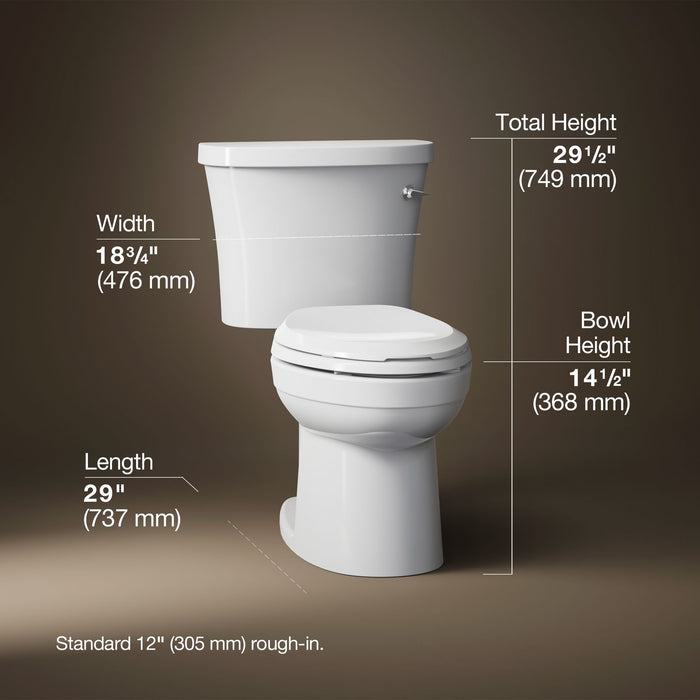 KOHLER K-25087-RA Kingston Two-piece elongated toilet, 1.28 gpf
