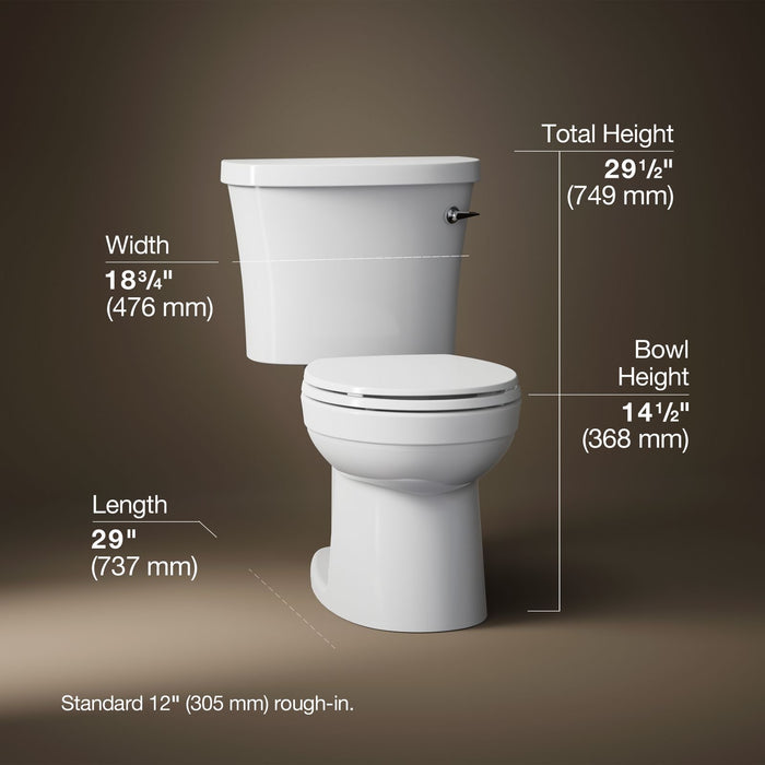 KOHLER K-25097-RA Kingston Two-piece round-front toilet, 1.28 gpf