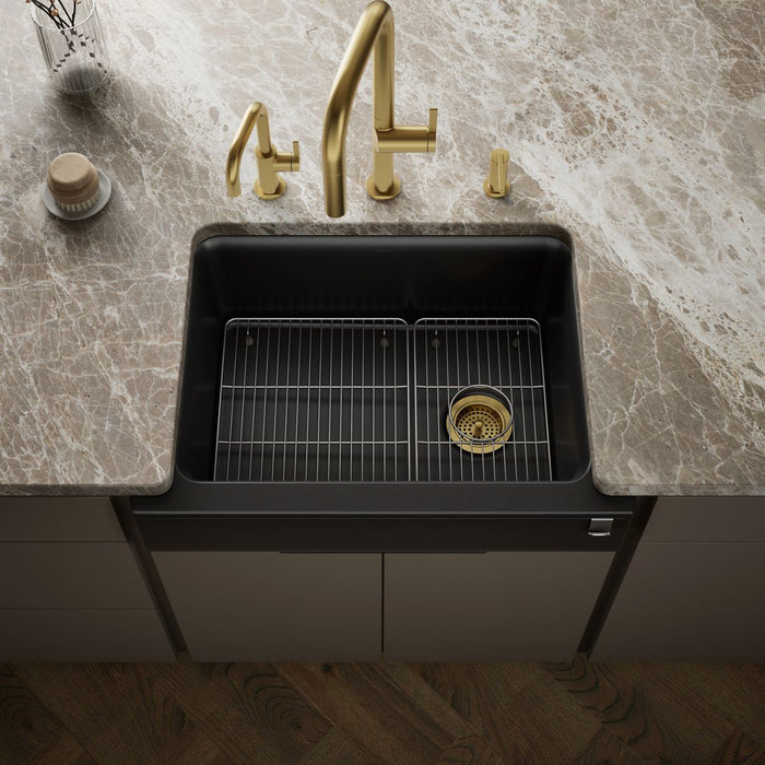 Kohler Cairn 29-3/4" undermount single-bowl farmhouse kitchen sink with short apron