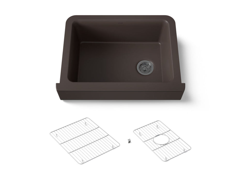 Kohler Cairn 29-3/4" undermount single-bowl farmhouse kitchen sink with short apron