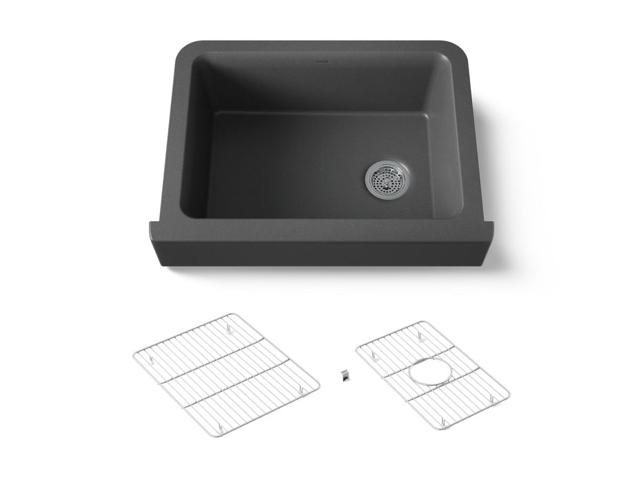 Kohler Cairn 29-3/4" undermount single-bowl farmhouse kitchen sink with short apron