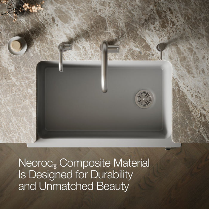 KOHLER K-25786 Cairn 34" undermount single-bowl farmhouse kitchen sink, matte grey - view 5