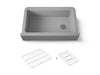 KOHLER K-25788 Cairn 34" undermount single-bowl farmhouse kitchen sink with fluted design, matte grey